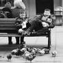 Feeding Pigeons, Feet Up