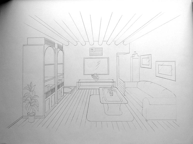 Рисунок комнаты 7 класс легко. Рисование интерьера комнаты. Комната для рисования. Интерьер комнаты карандашом. Комната в перспективе.
