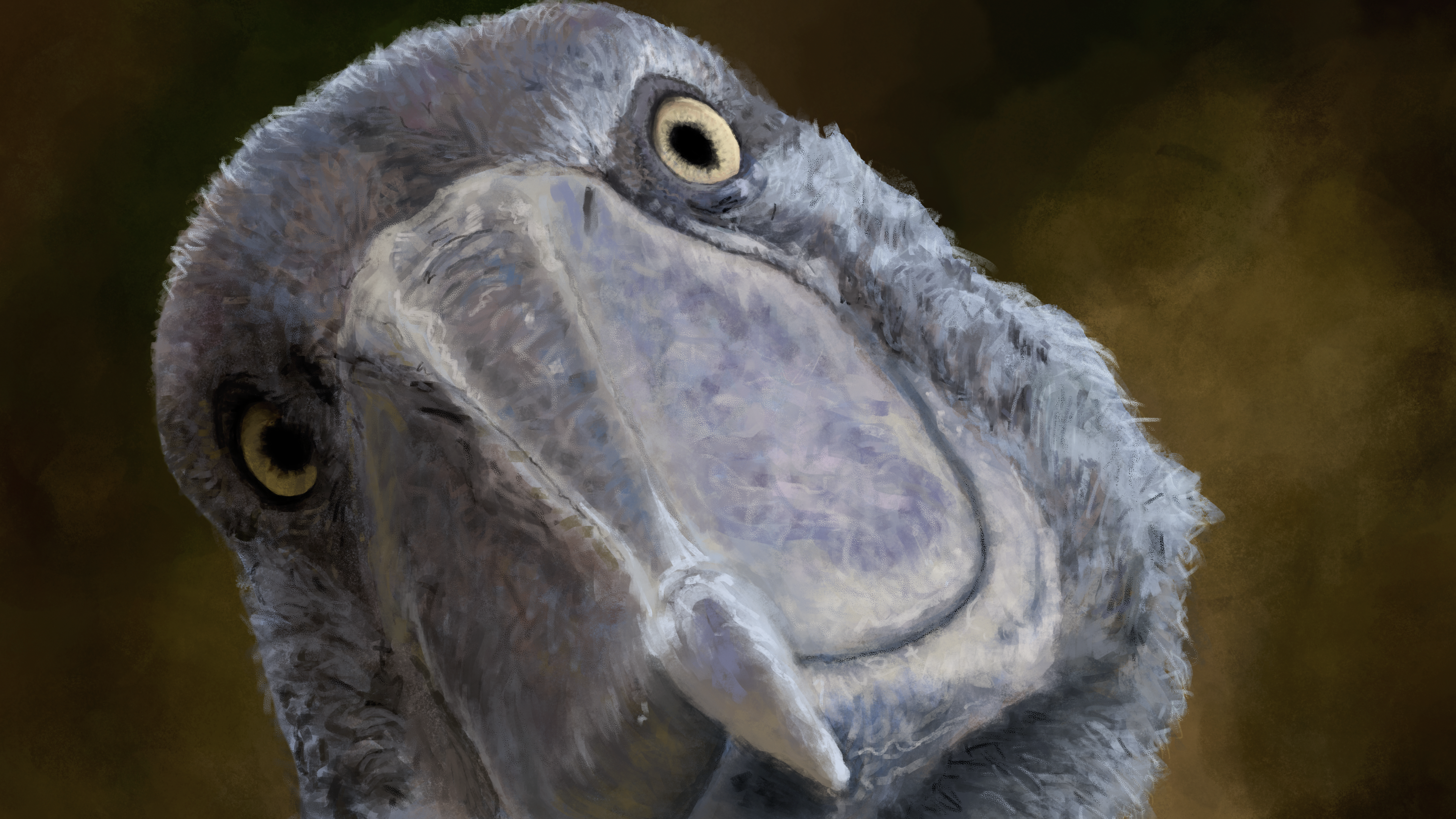 Digital Painting - Shoebill Stork Photo Study