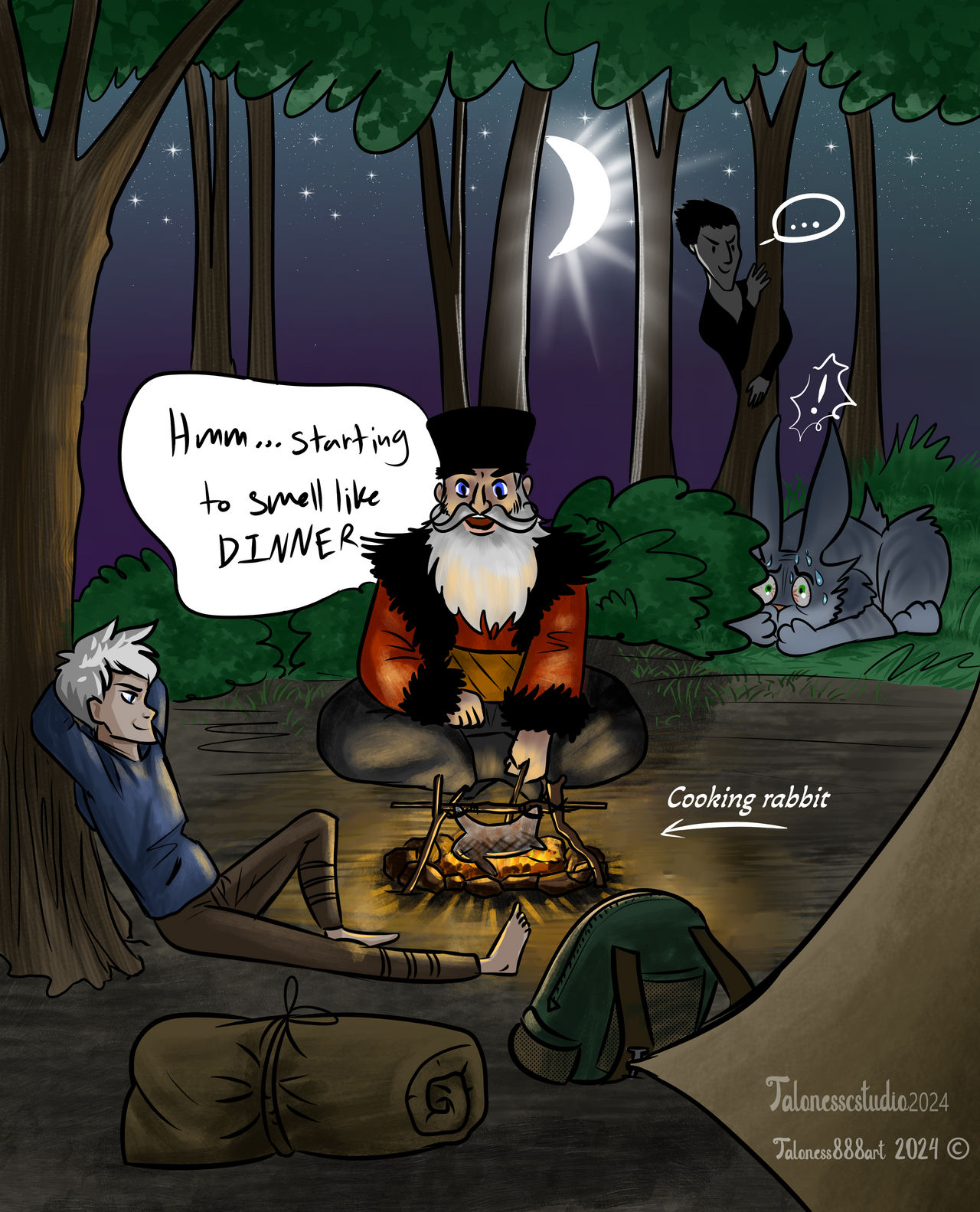 Spit Cooked Rabbit Cartoon Roasting Rabbit by taloness888art on DeviantArt