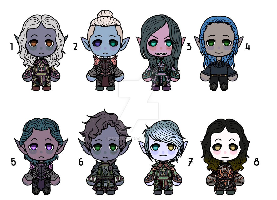 Chibi BG3 / DND Adopts 002 Drow - OPEN 6/8 by ittybitty-adopts on ...