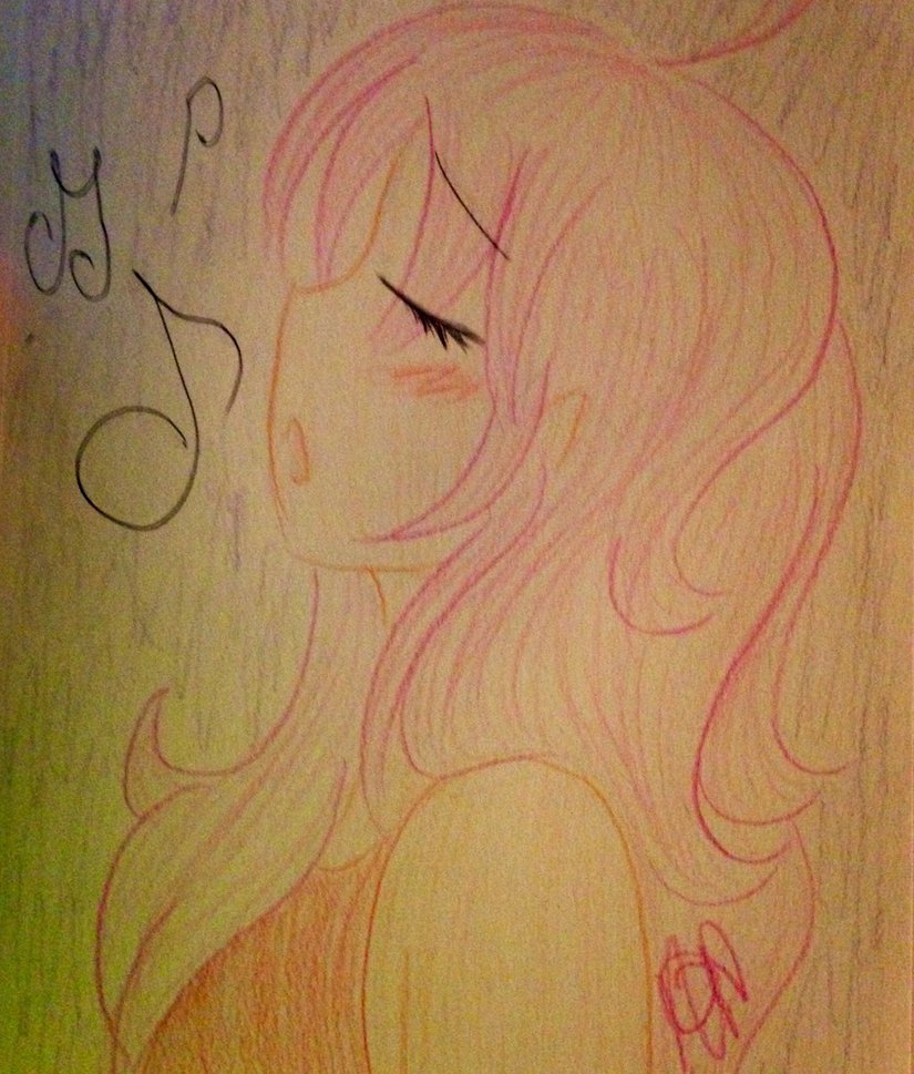 Singing anime girl - Drawing from 2014 by HeyNowRockstar on DeviantArt