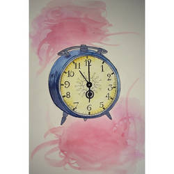 Clock in watercolor