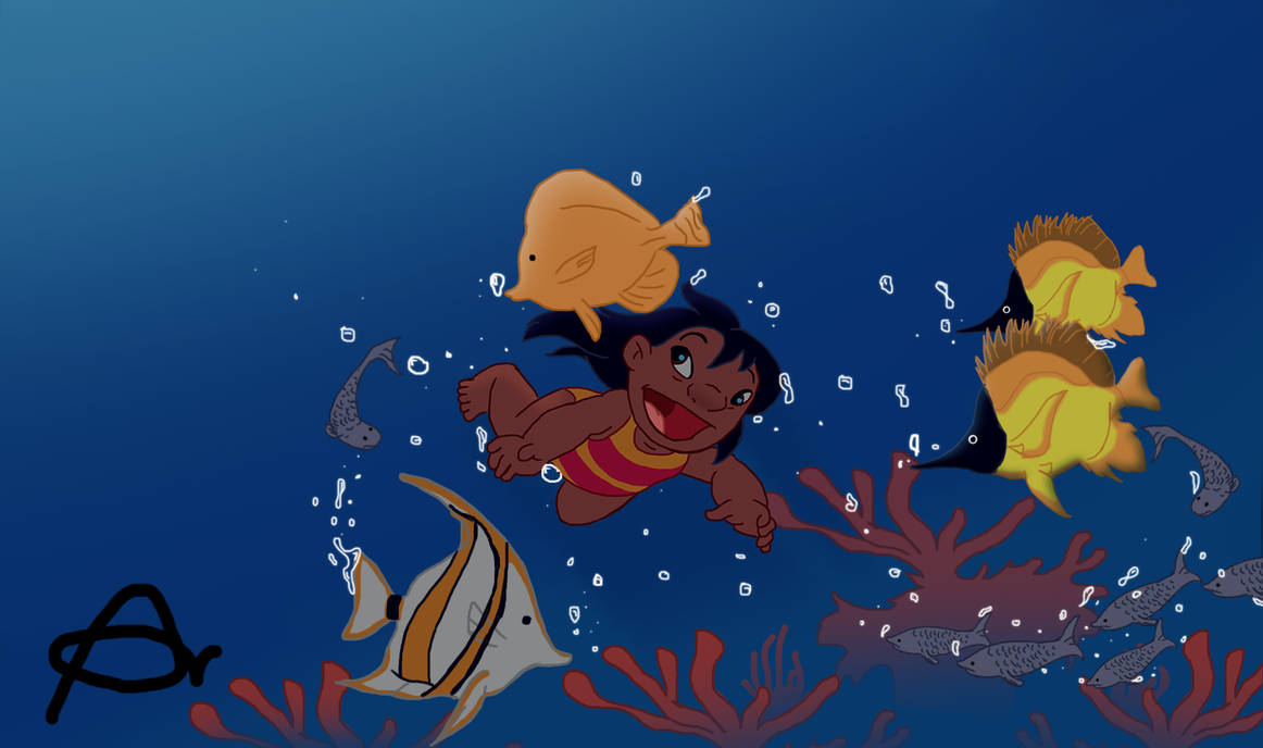 Lilo Roo Lilo playing with fishies by Roo-Pooh on DeviantArt