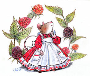 Little mouse with wild berries- Inktober 15