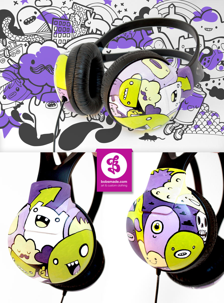 Purple Green Monster Headphone