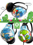 Sonic vs Yoshi headphones by Bobsmade