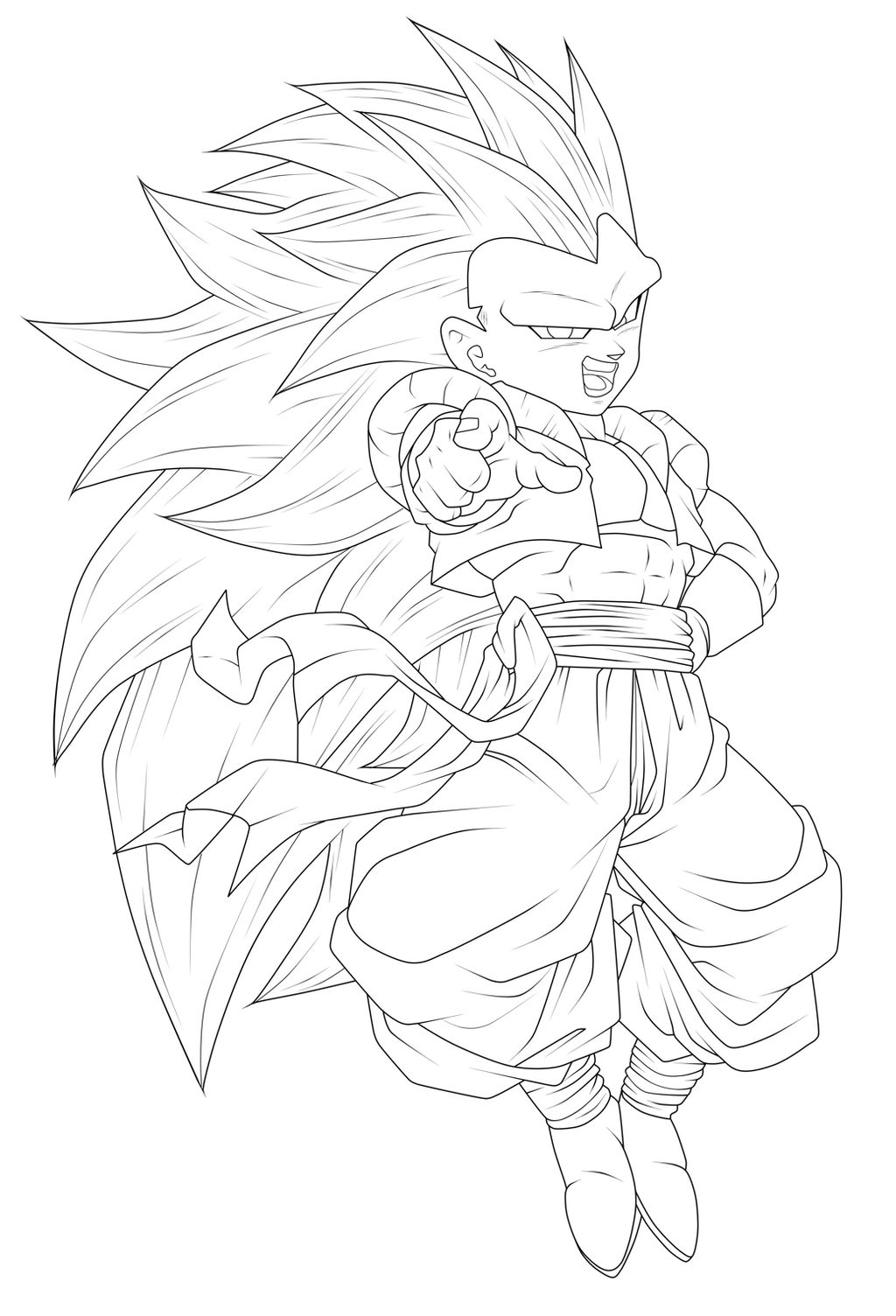 Gotenks Super Saiyan 3 Lineart By Chronofz On Deviantart