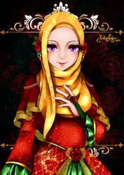 Golden rose hijab dress