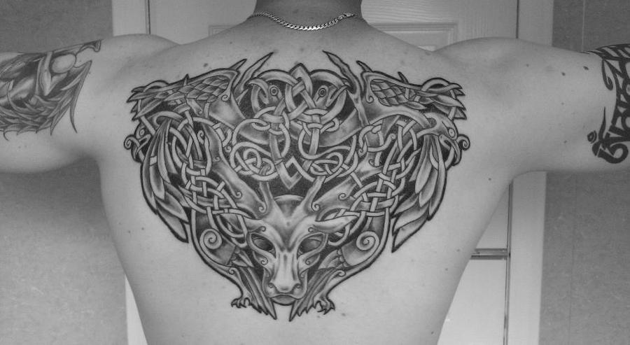 Celtic Stag and Birds Tattoo