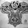 Celtic warrior back tattoo design