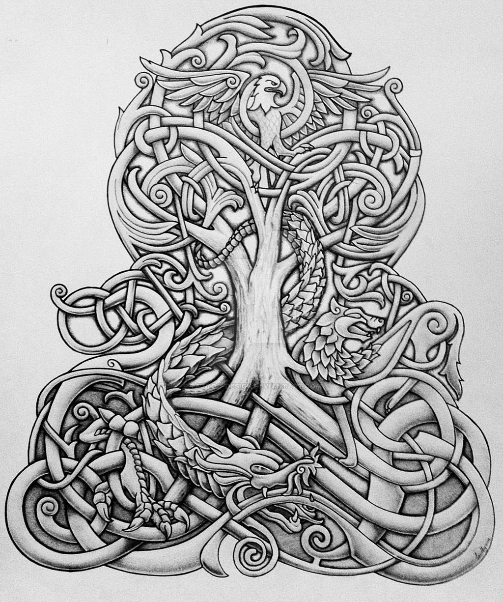Yggdrasil and Dragon by Tattoo-Design on DeviantArt