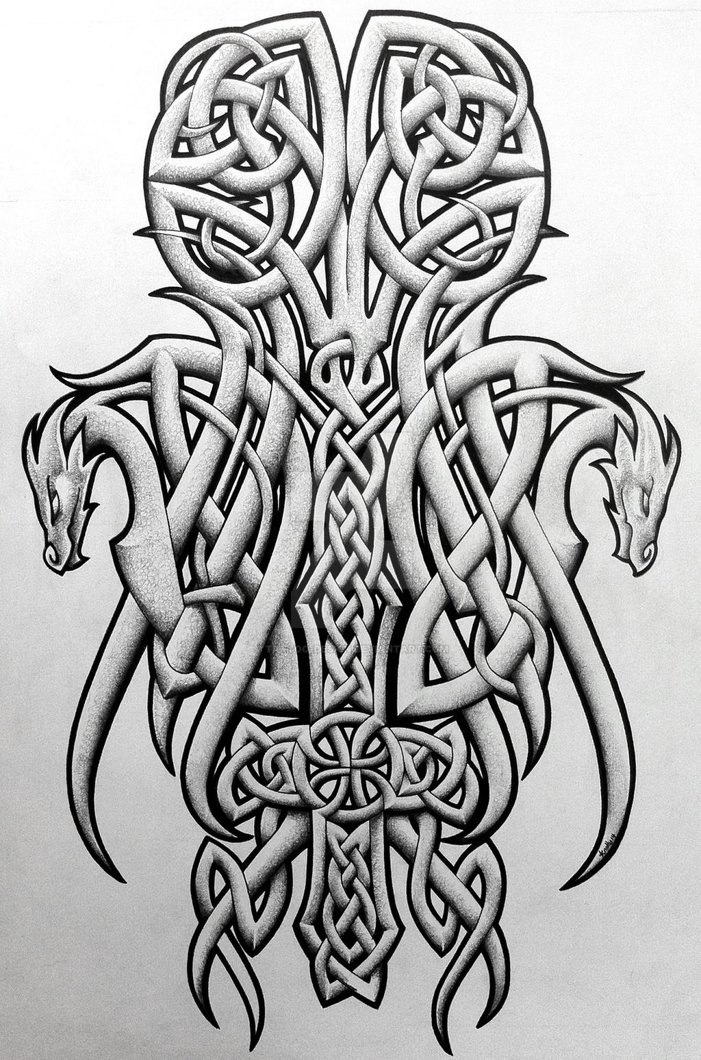 Celtic dragons and cross by Tattoo-Design on DeviantArt