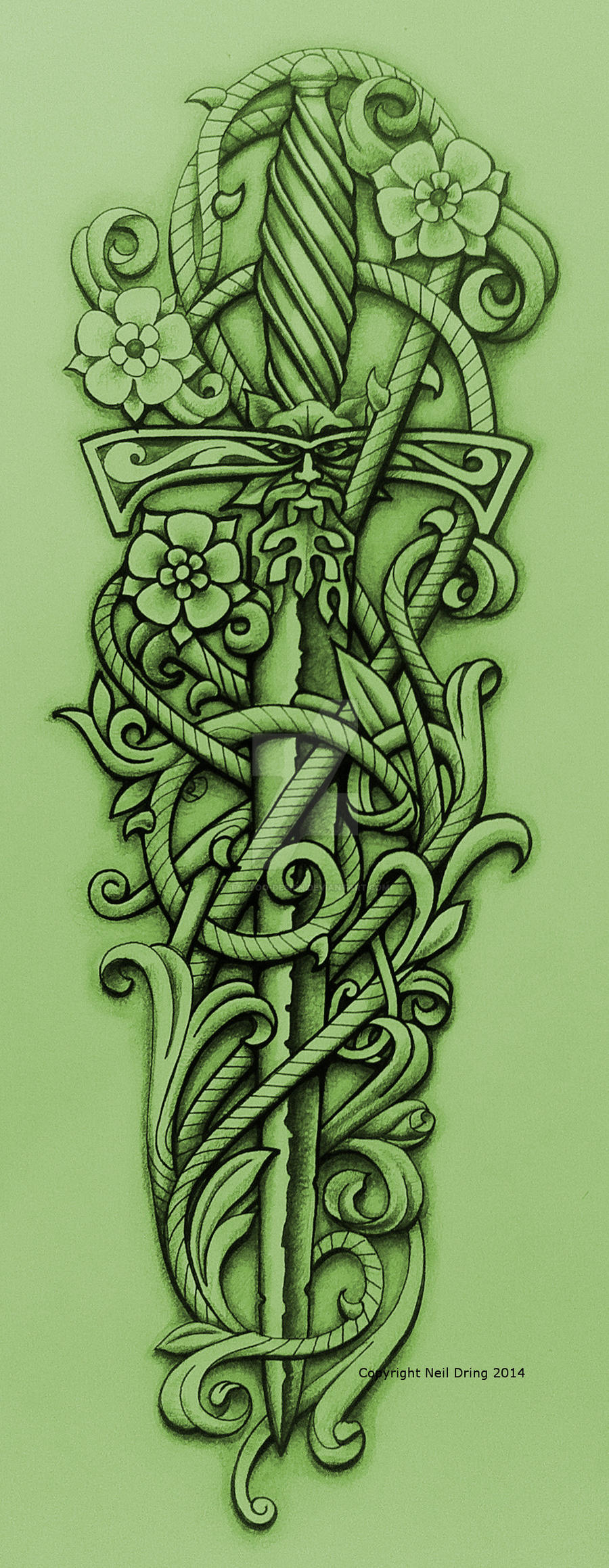 Green Knight's Sword and Vine by TattooDesign on DeviantArt