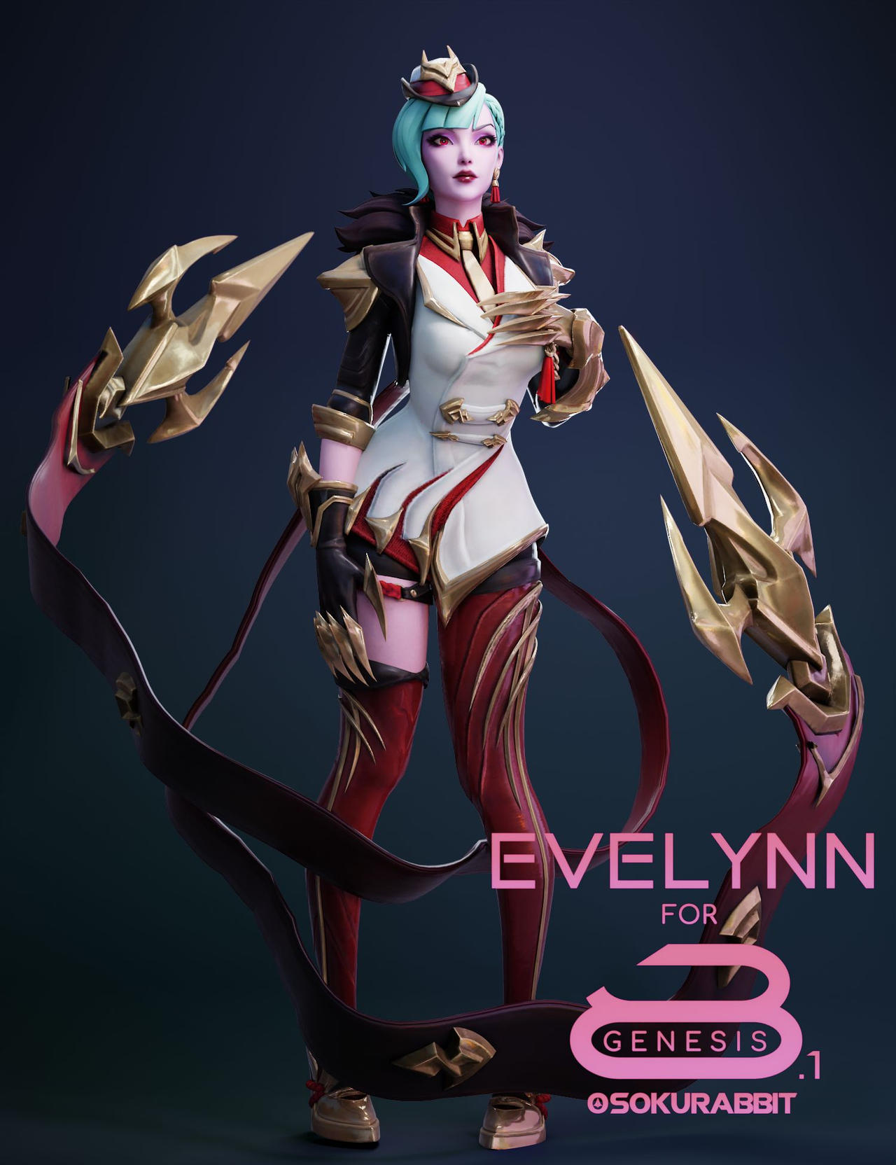 Glorious Crimson Evelynn For Genesis 8 and 8.1 by SokuRabbit on DeviantArt