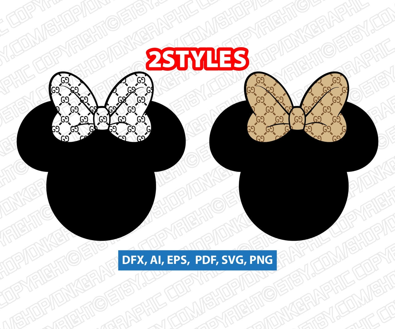 Gucci & Baby Minnie Mouse Inspired Vector Art Design – hi quality