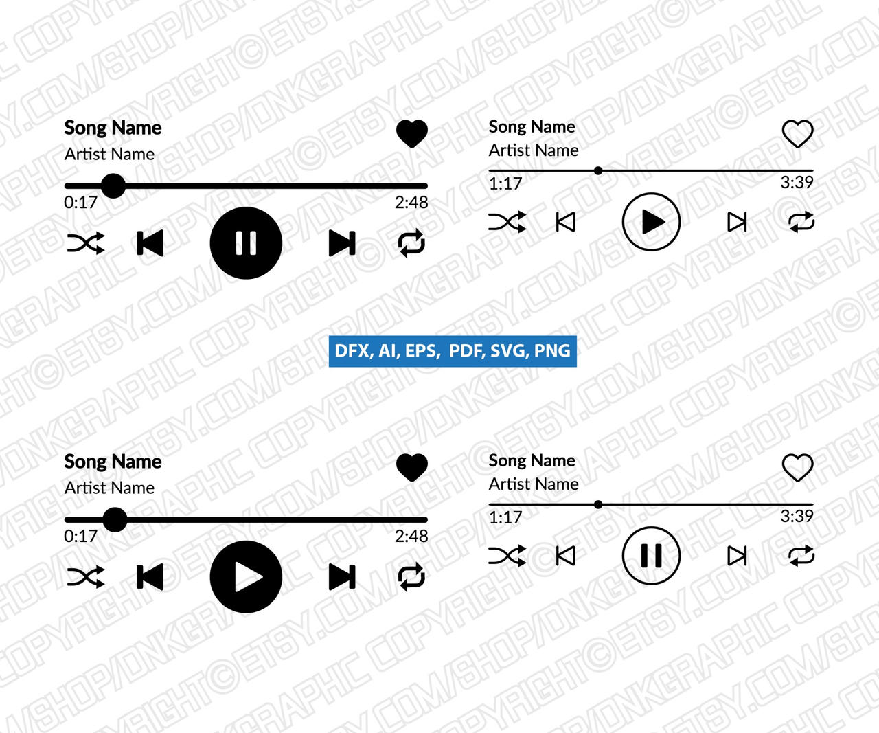 Audio-Control-Buttons-Music-Player-SVG-Sticker-Dec by DNKgraphic on ...