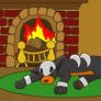 Houndour with a fireplace