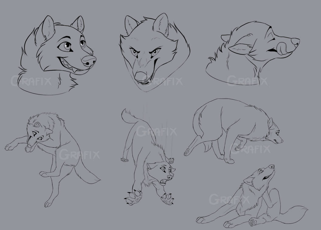 Wolf Sketch Sheet. ONLY 12 FOR ALL POSE! by iGrafix on DeviantArt