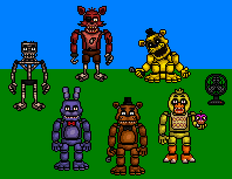 FNAF pixel art collage