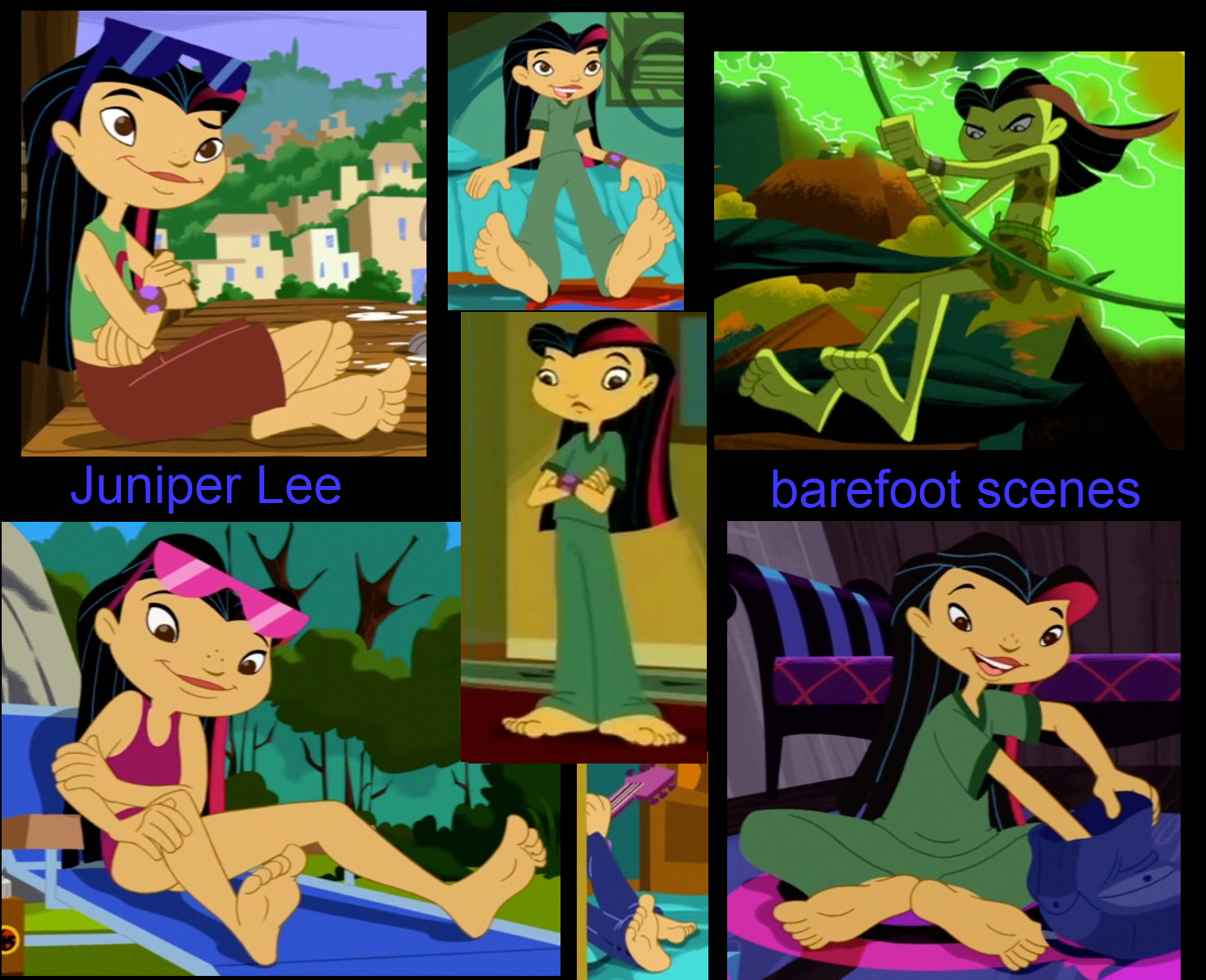 Collage: Juniper Lee barefoot