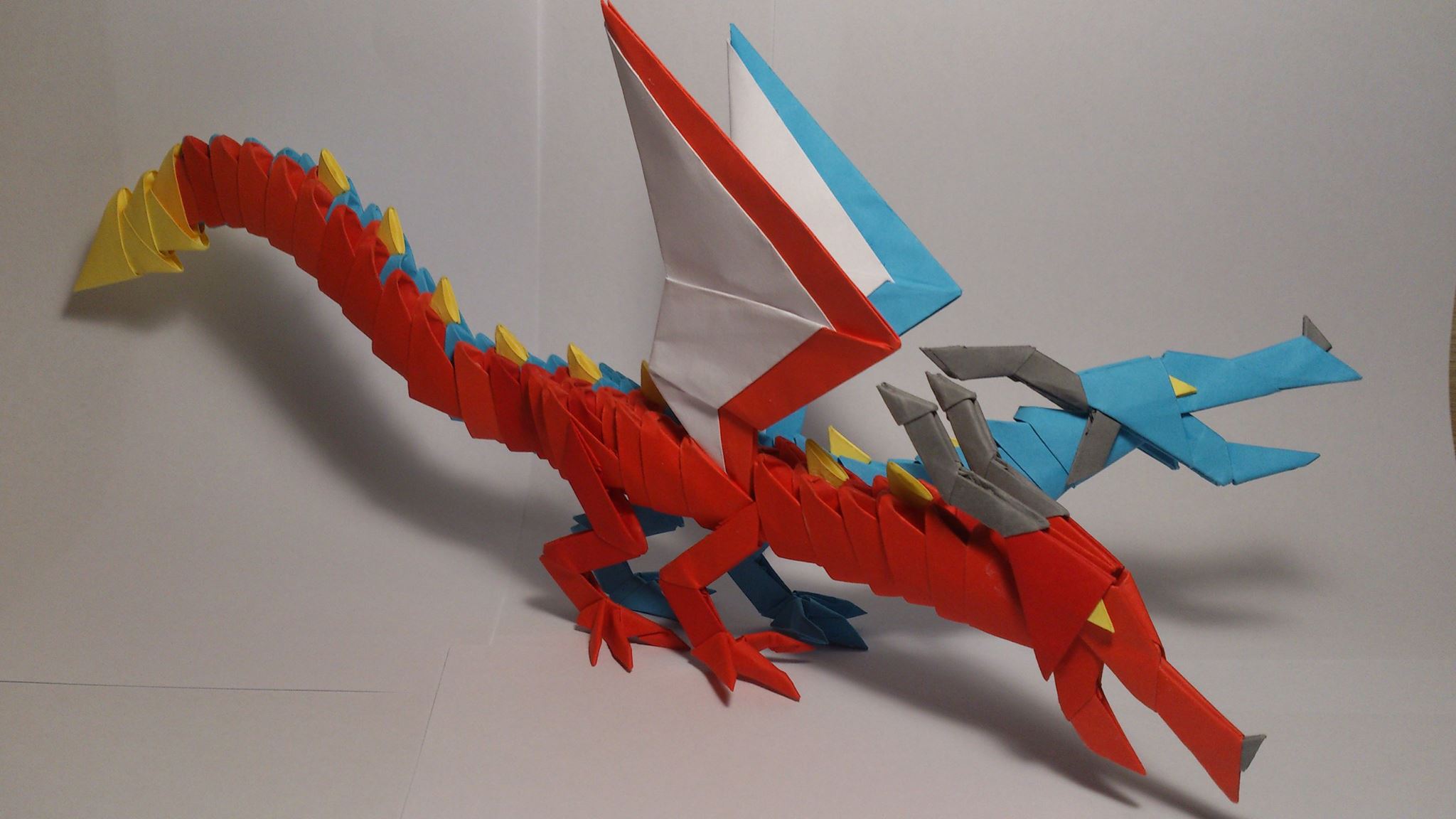 Two headed 3d Origami Dragon