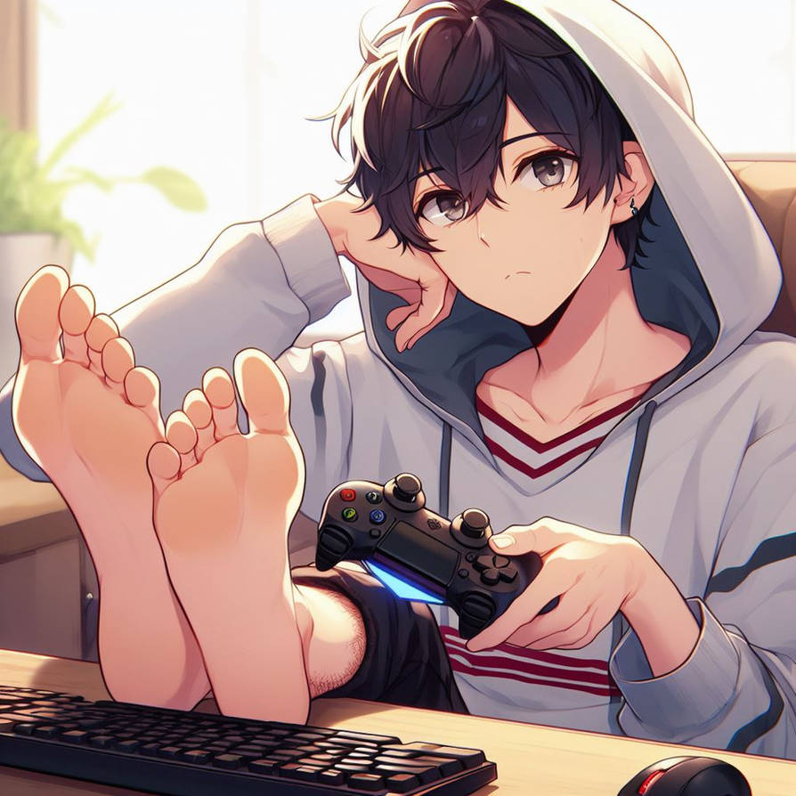 Anime Boy Feet On The Desk Looking At Camera By Glowthyy On DeviantArt anime-boy-feet-on-the-desk-looking-at-camera-by-glowthyy-on-deviantart