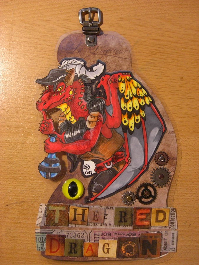 Steampunk Badge: The Red Dragon