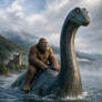 Nessie giving Sasquatch a ride across the lake