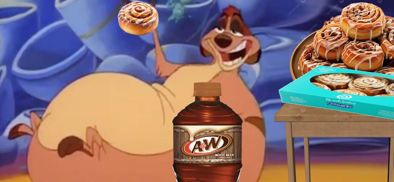 Fat Timon Timon stuffing himself with Cinnabon by chancelewis23 on DeviantArt