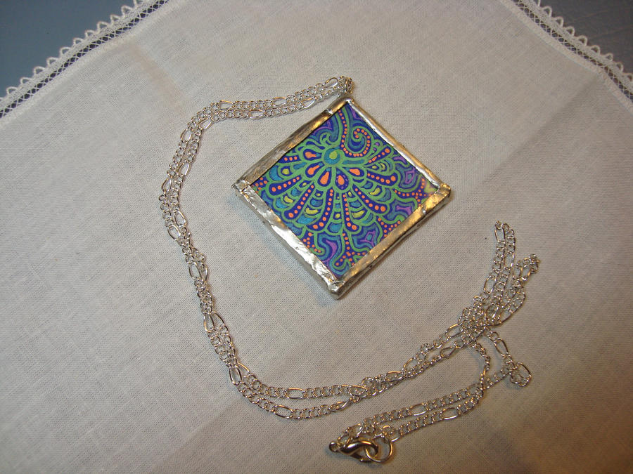 Mandala Pendant soldered glass