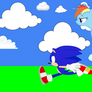 Sonic and Rainbow Dash racing