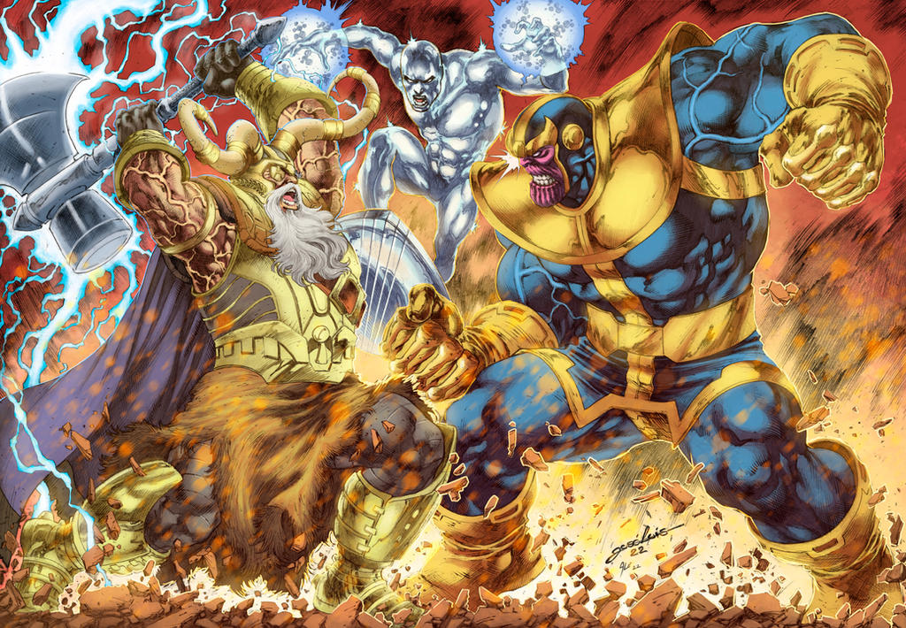 Odin Vs Thanos And Silver surfer