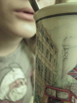 a cup with London bus