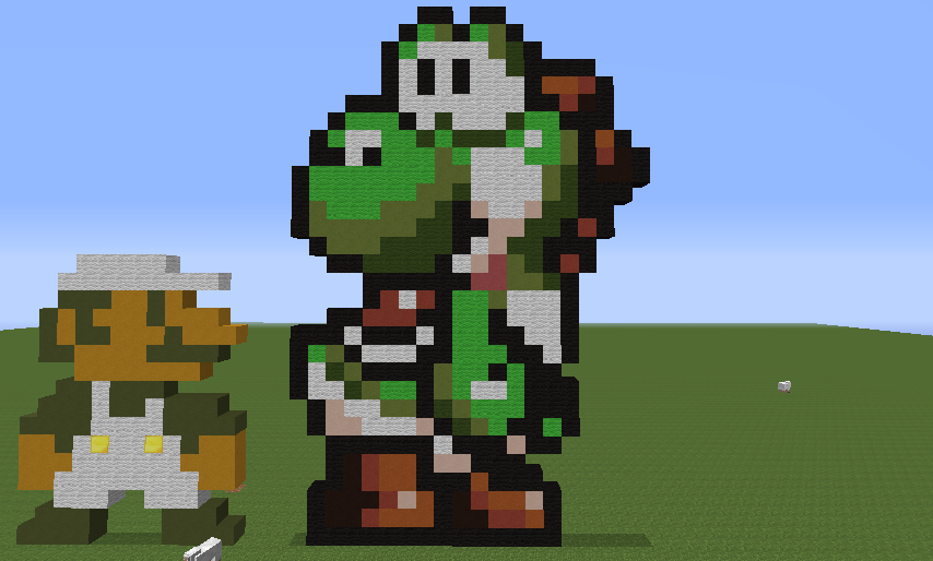 Yoshi le dinosaure en pixel art à imprimer gratuitement. 