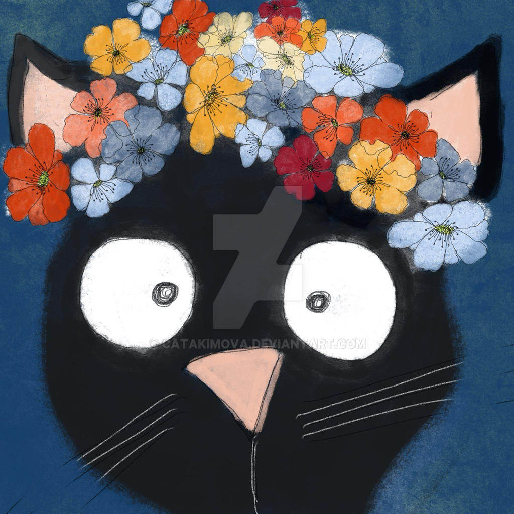 Cat with flowers