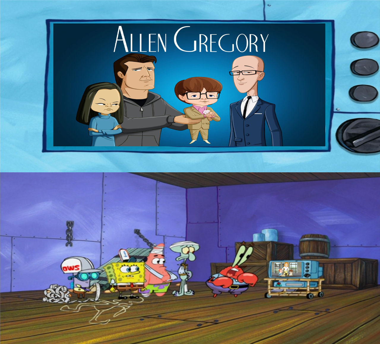 Mr Krabs and the others react to Allen Gregory by Perro2017 on DeviantArt