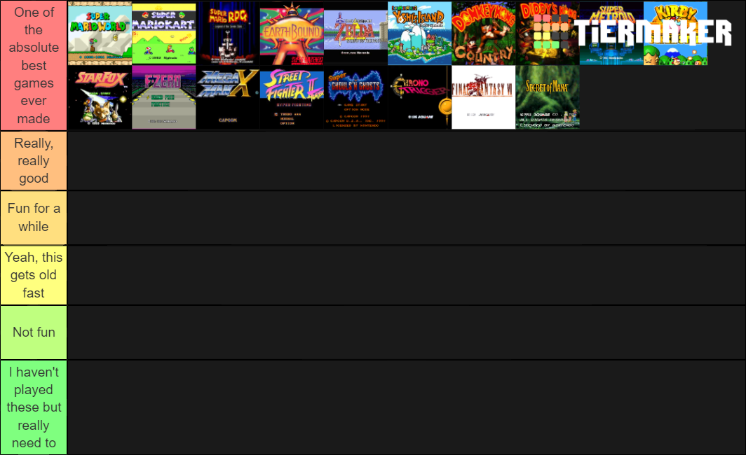 Top SNES Games Tier List Maker by Perro2017 on DeviantArt