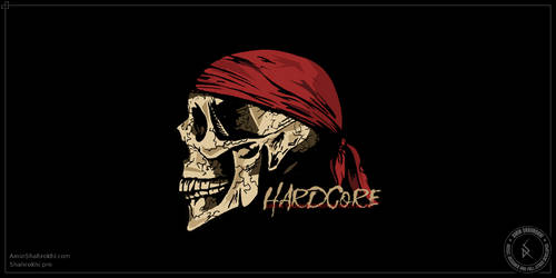 Harcdore - A Skull and Bandana Illustration T-Shir
