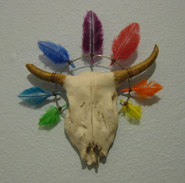 Skull with feathers