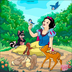 Snow White Meets the Forest Animals