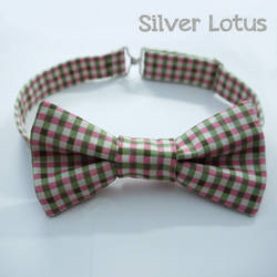 Pink and Green gingham bow tie