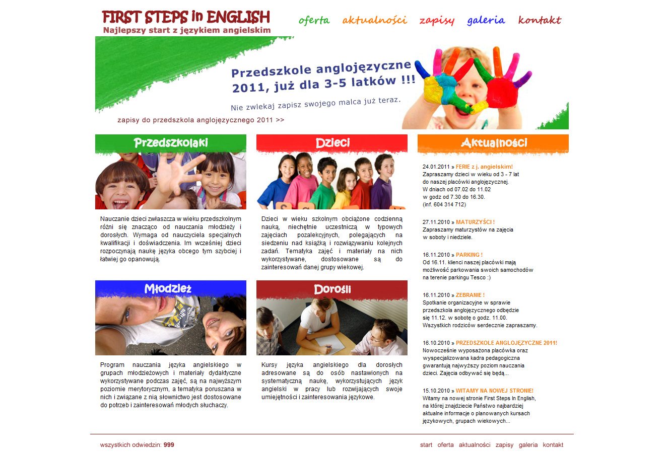 First Step in English website
