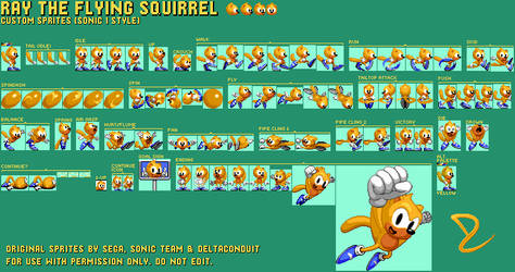 Ray The Flying Squirrel (Sonic 1 Style Sprites)