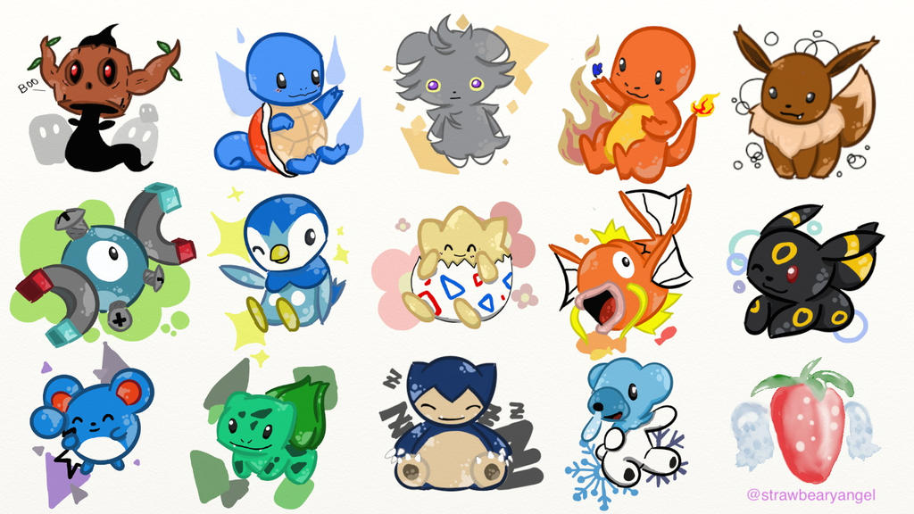 Pokemon Sticker Sheet Final by Strawbearyangel on DeviantArt