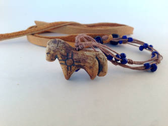 Blue Bead Spirit Horse Necklace