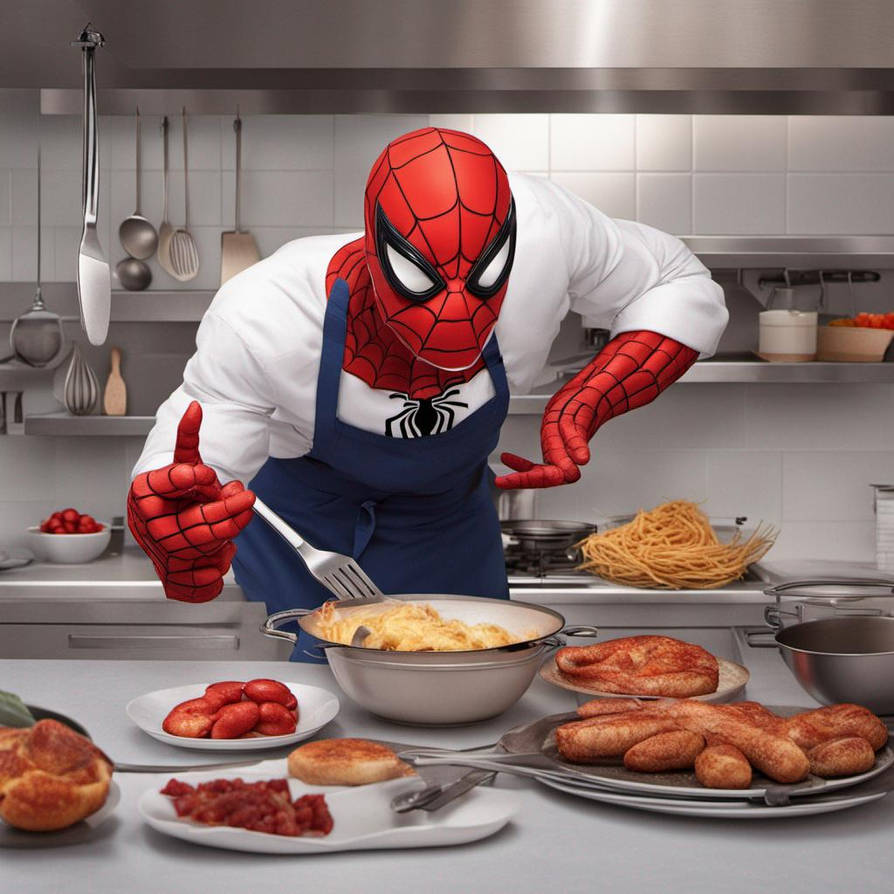 Spider man cooking food by burnsbrianwildcat87 on DeviantArt