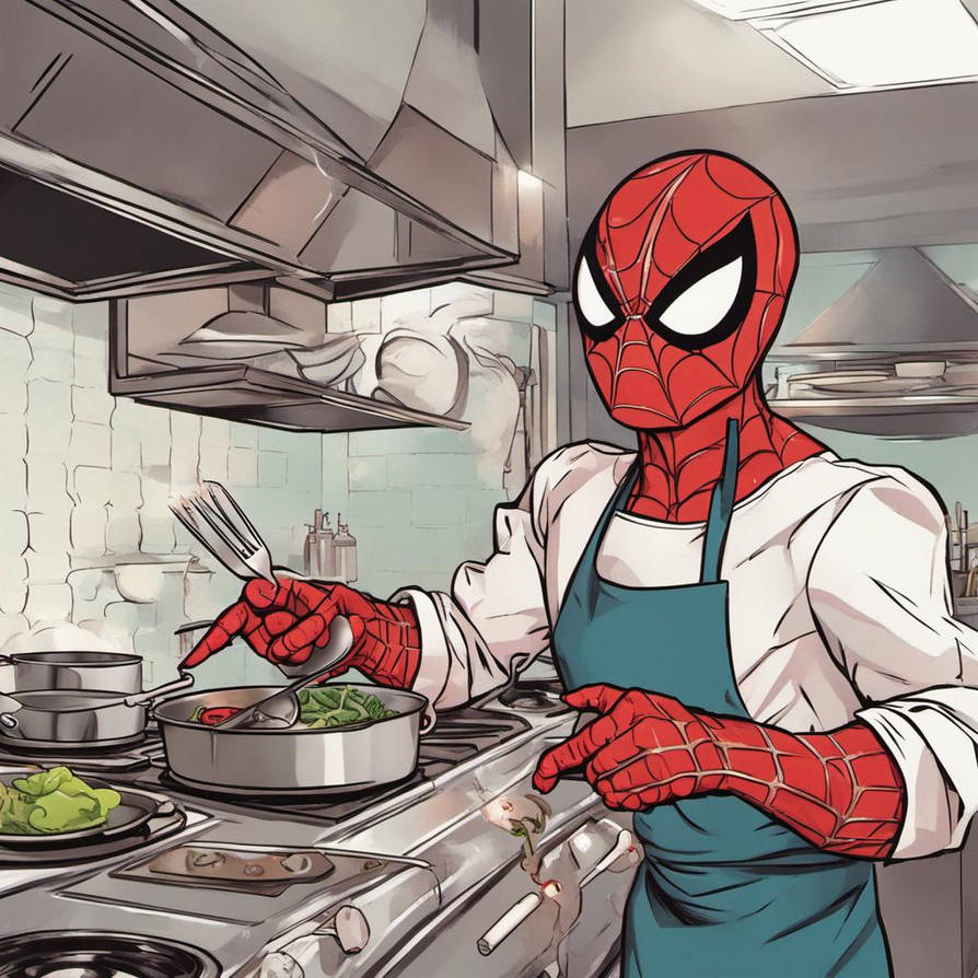 Spider-Man cooking by burnsbrianwildcat87 on DeviantArt