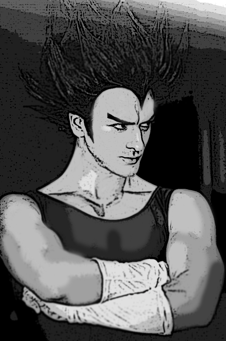 Kazuya on Vegeta's outfit