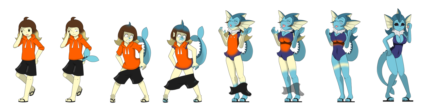 Primitive Tf (Art Trade)Bozo to Anthro Vaporeon TF TG by takau92729 on DeviantArt